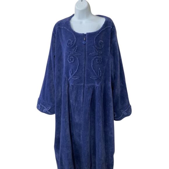 Only Necessities House Wear Dress Robe 2X Full Zip Sherpa Fleece Feminine Preppy - Picture 1 of 8